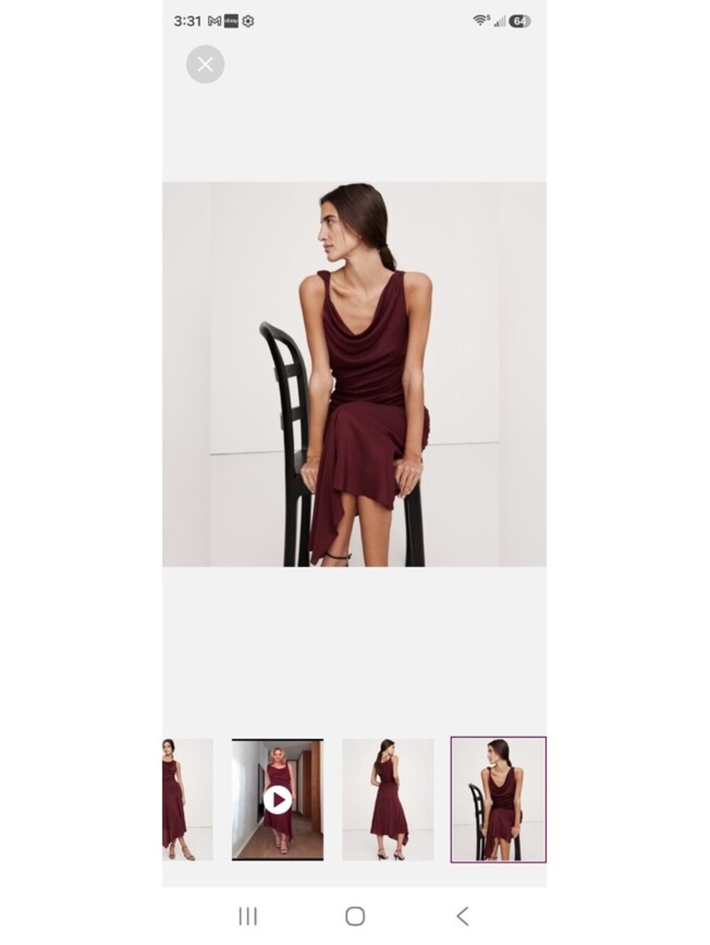 Banana Republic Crepe Twist-Shoulder Dress maroon burgundy red - Picture 3 of 4